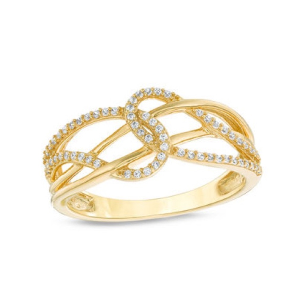1/6 CT. T.W. Diamond Layered Crossover Looped Ring in 10K Gold